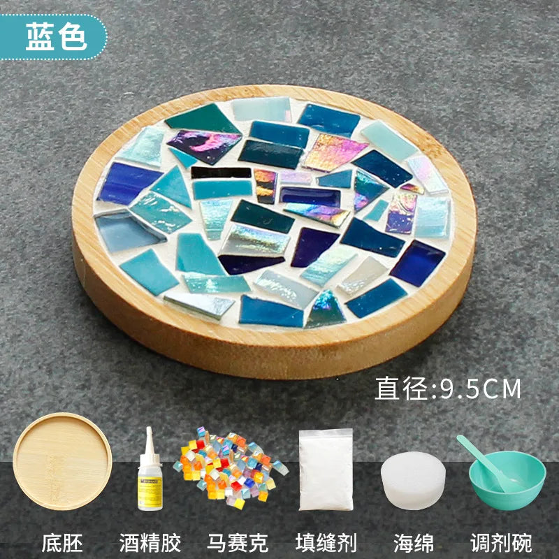 DIY Mosaic Bamboo Coaster Heart/Square Parent-Child Craft