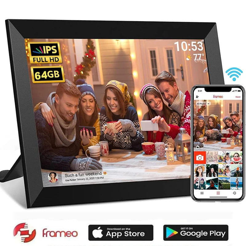 10.1‑Inch WiFi Digital Photo Frame with 32GB/64GB IPS Touch Screen