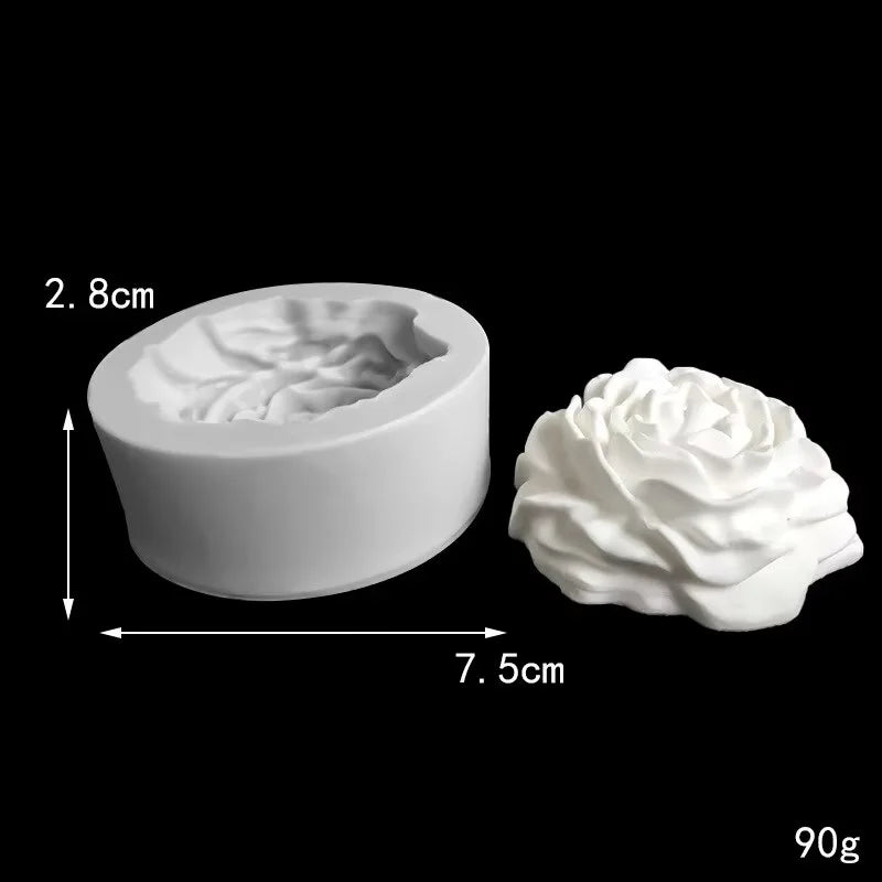 3D Peony Silicone Candle Mold Flower Aromatherapy Resin Soap