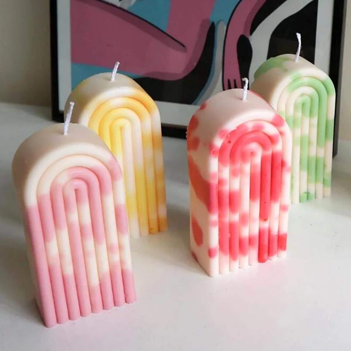 Rainbow Arch Candle Silicone Mold Geometry Baking Soap