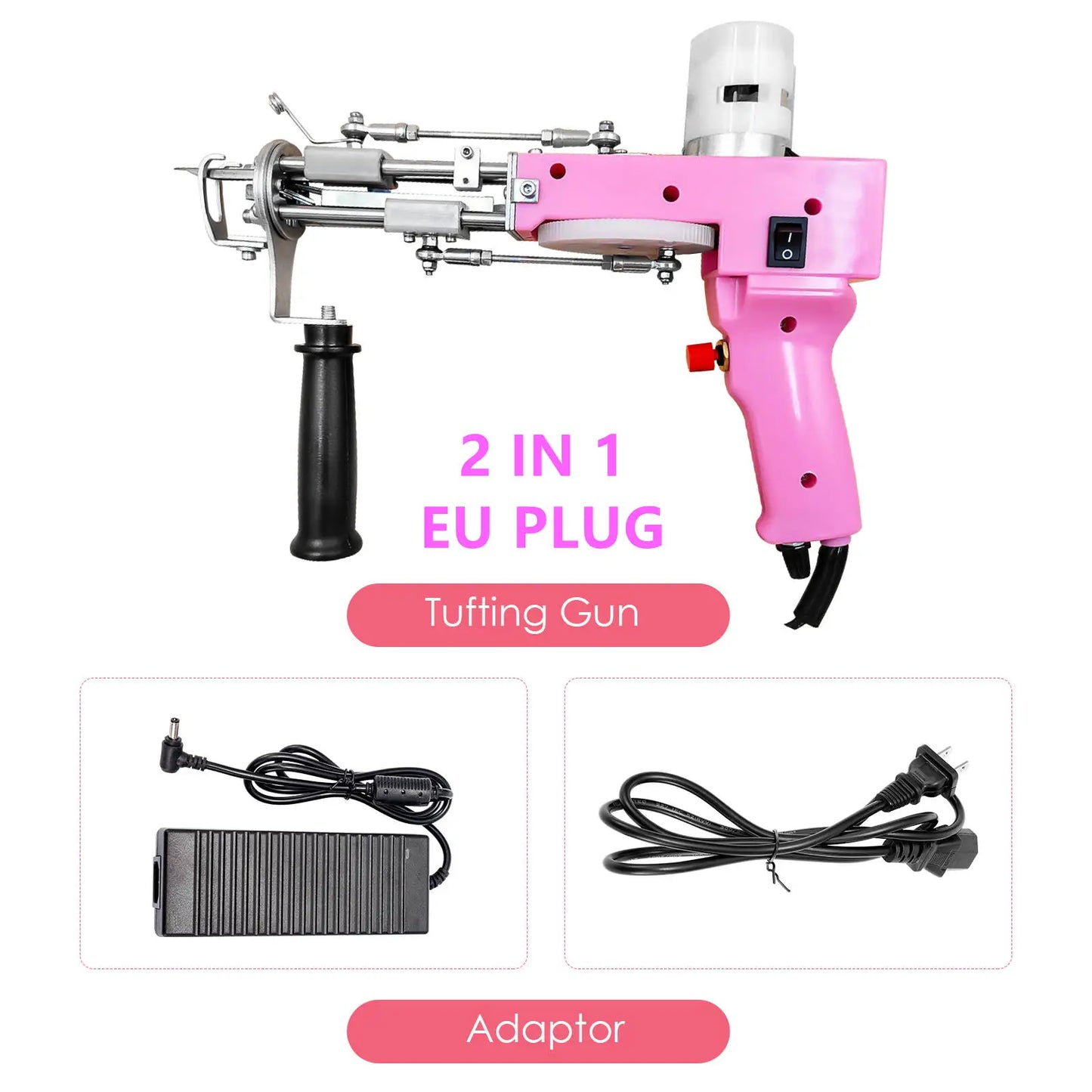 2-in-1 Pink Tufting Gun Kit with Yarn Trimmer & Cloth for Rug Making