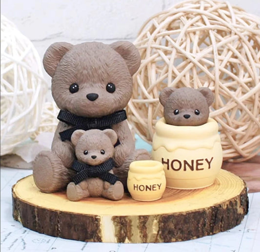 1Pc Teddy Bear Honey Jar Silicone Mold Chocolate Candle Gypsum