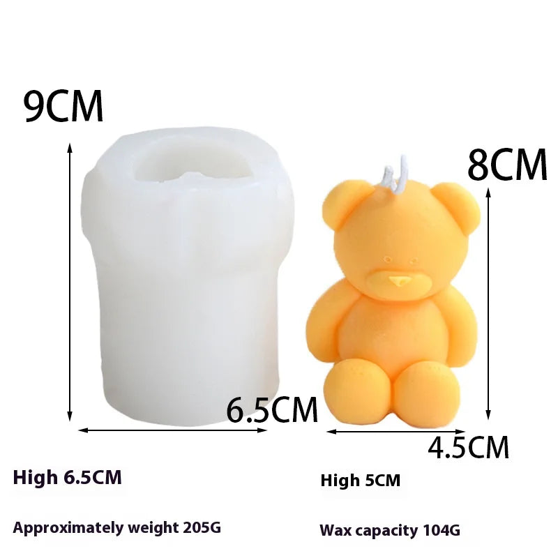 3D Bear Silicone Candle Mold DIY Soap Ice Cube Baking Birthday Gift