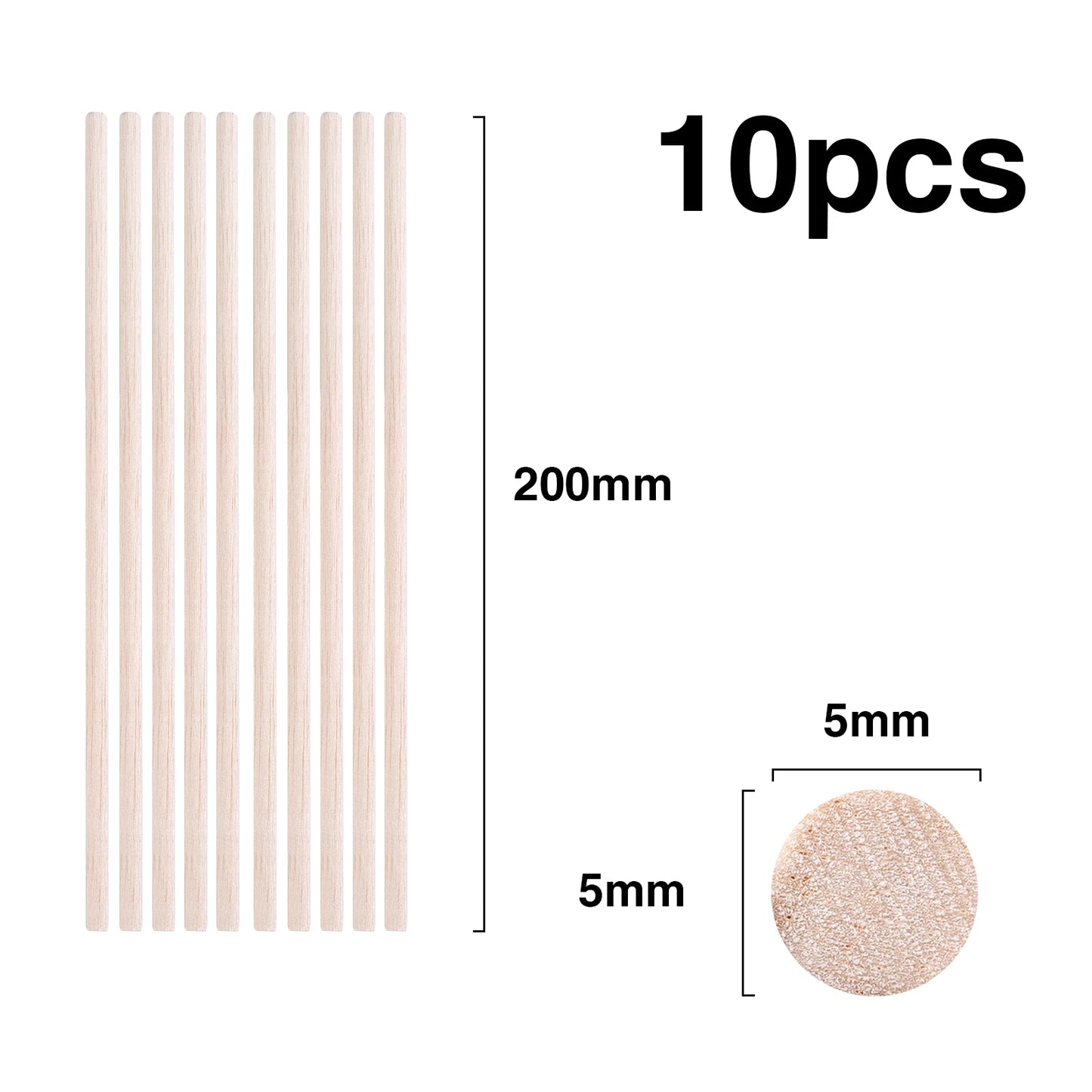 Balsa Wood Round Sticks – 3–30 pcs/Lot, 3–12mm Diameter, 10–50cm Length for Model Building