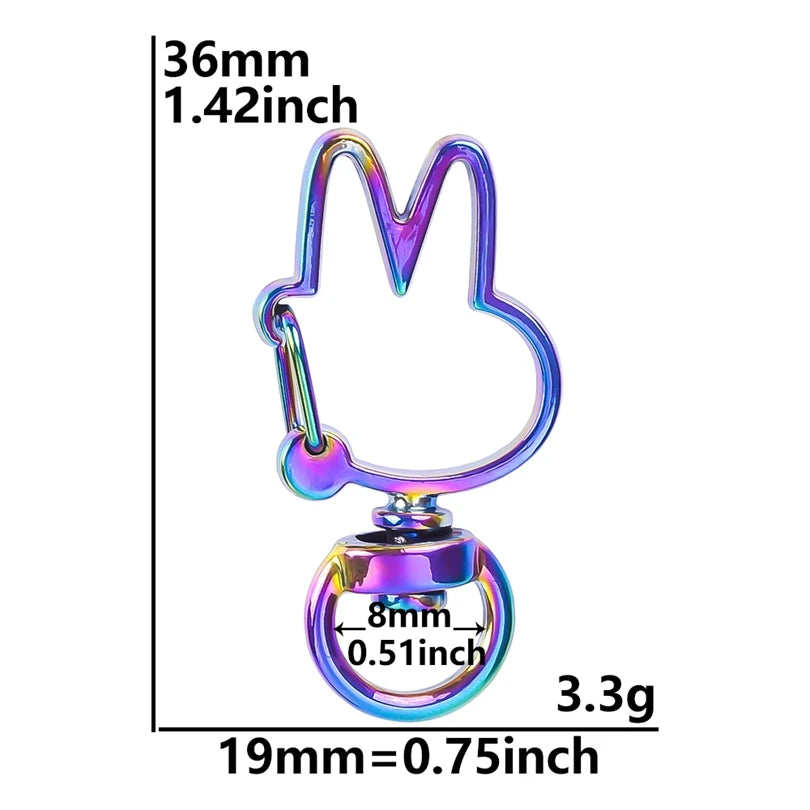 10-Pack Rainbow Charm Key Rings with Cat, Moon, Star & Heart