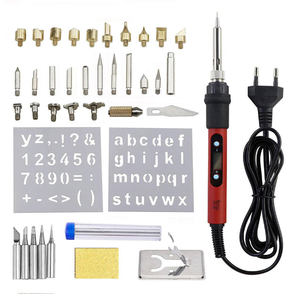 80W Wood Burning & Engraving Tool, Adjustable Temp Soldering Iron (220V/110V)