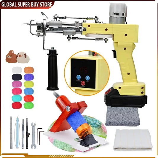 Cordless 2-in-1 Tufting Gun Starter Kit – Digital Display, Battery-Powered