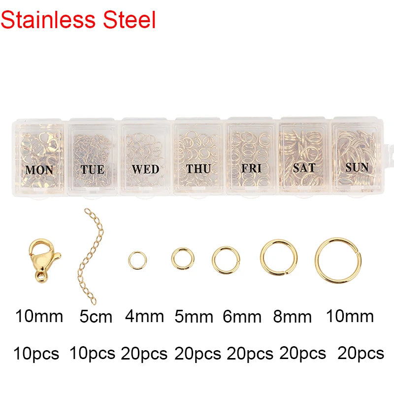 Jewelry Making Kit with Stainless Steel Jump Rings, Clasp & Earring Hooks