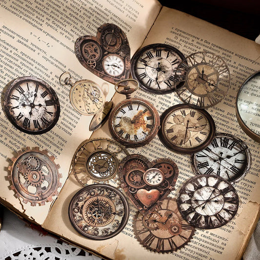 30Pcs Vintage Mechanical Clock Stickers DIY Scrapbooking Collage