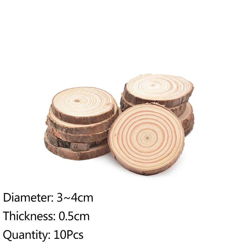 Natural Pine Wood Slices – 3–12cm Thick, Unfinished Round Discs with Bark for DIY Crafts & Rustic Decor