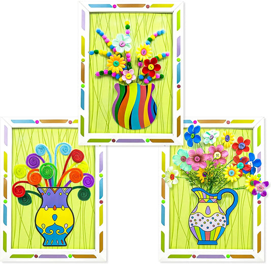 Kids 3D Embossing Photo Frame Kit Button Bouquet Educational Toy