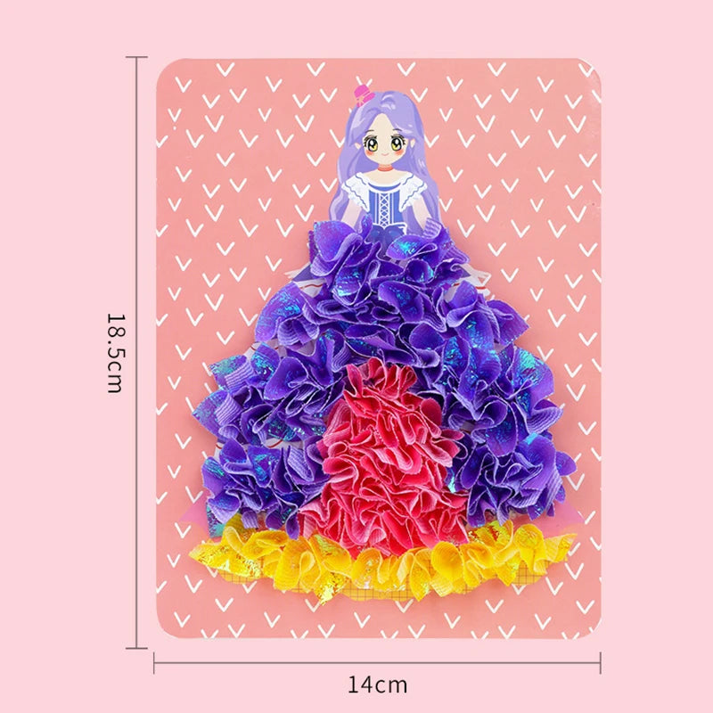 Puzzle Puncture Painting Boards Kids DIY Princess/Hedgehog/Peacock