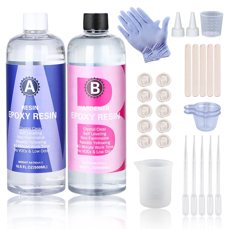 1:1 Crystal Clear Epoxy Resin Kit – High Gloss, Bubble‑Free for Coating & Casting