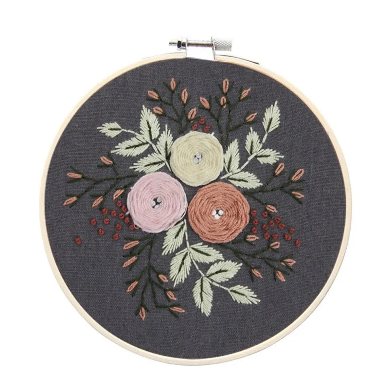 Embroidery Starter Kit – European Pattern, Cross Stitch & Hoops