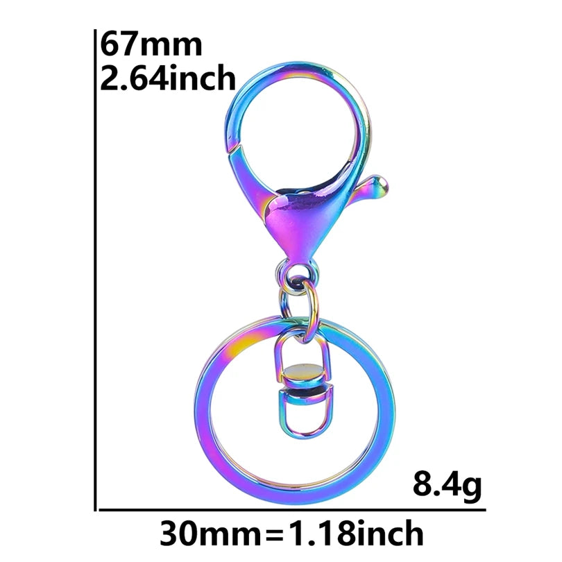 10-Pack Rainbow Charm Key Rings with Cat, Moon, Star & Heart