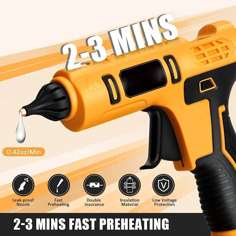 Cordless Electric Glue Gun Anti-scald Nozzle +10 Sticks For Dewalt