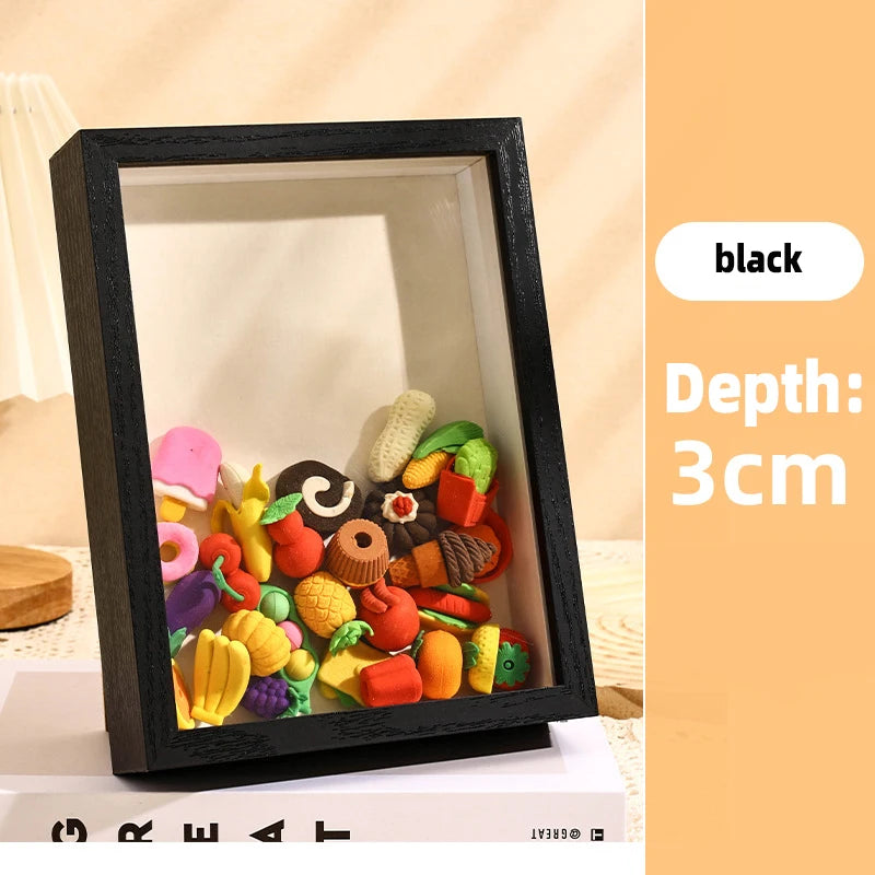 3D Wooden Photo Frame 3cm Depth DIY Specimen Display Home Decor