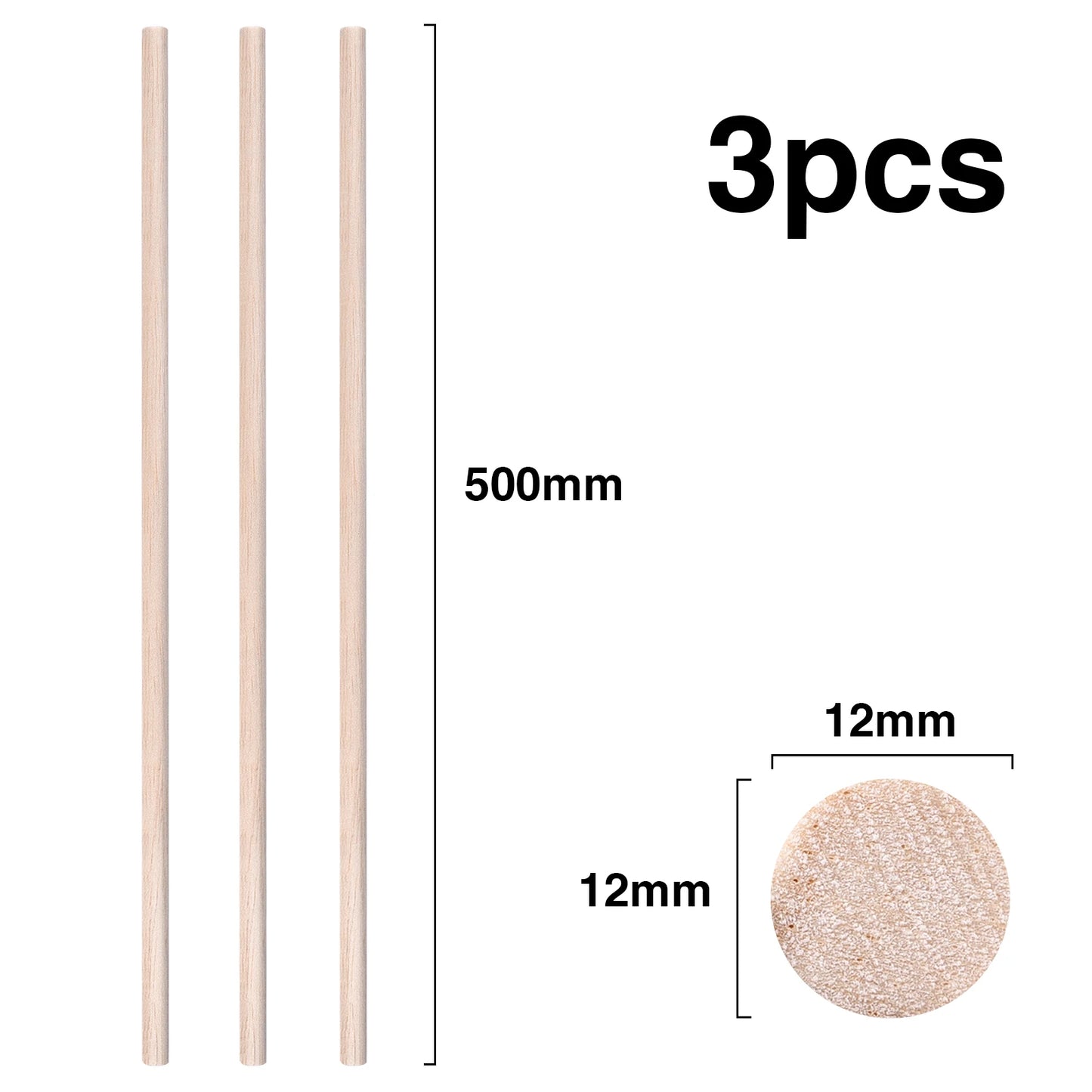 Balsa Wood Round Sticks – 3–30 pcs/Lot, 3–12mm Diameter, 10–50cm Length for Model Building