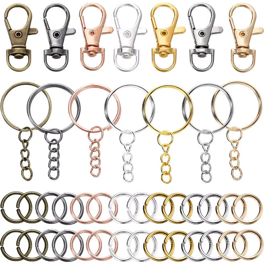 70Pcs/Set Swivel Snap Hook and Key Rings with Chain Jump Rings Connectors for DIY Keychain Lanyard Jewelry Making Supplies