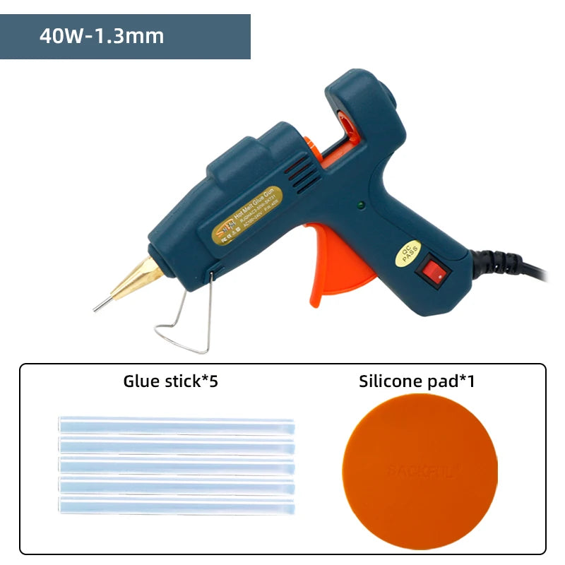 Small Aperture 40W Hot Melt Glue Gun 1.3/1.5mm Nozzle 7mm Sticks