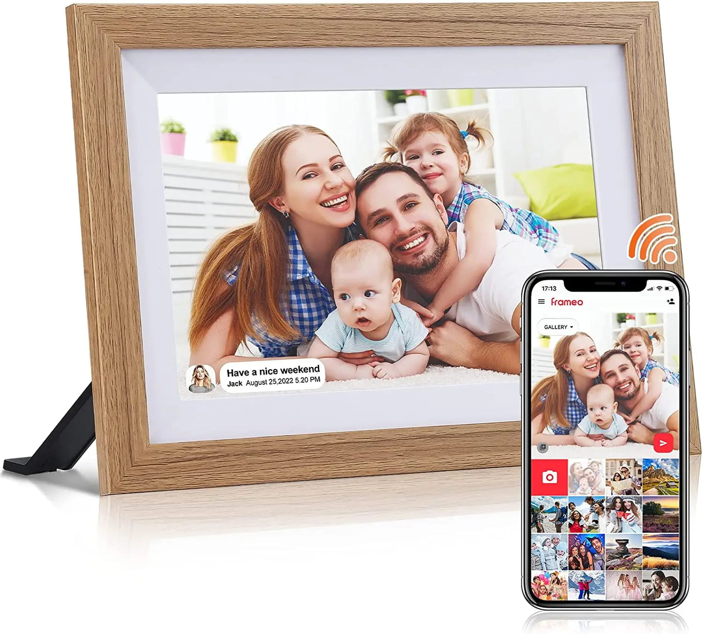 10.1 Inch WiFi Cloud Digital Photo Frame iOS/Android Remote Wooden Frame