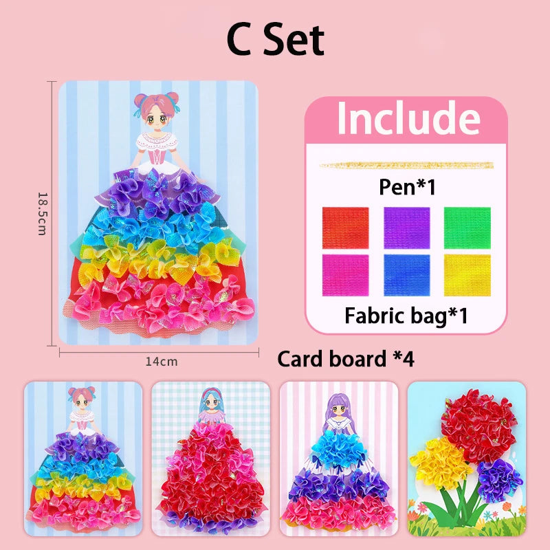 Puzzle Puncture Painting Boards Kids DIY Princess/Hedgehog/Peacock