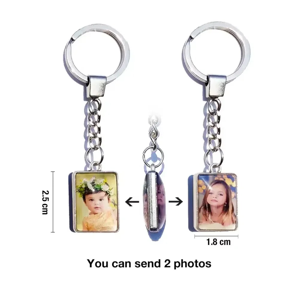 DIY Double‑Sided Custom Photo Keychain – Personalized Glass Cabochon for Family & Lovers