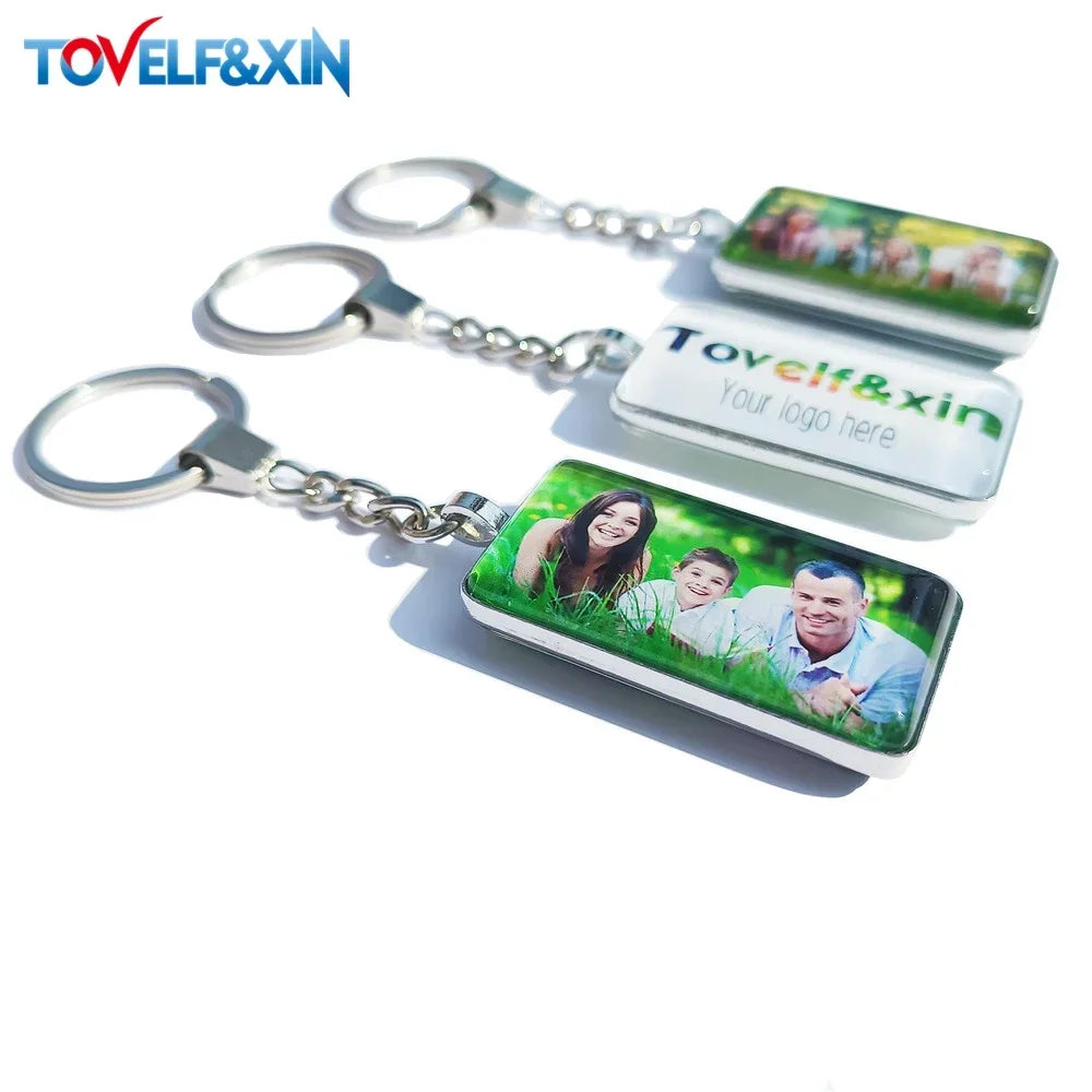 DIY Double‑Sided Custom Photo Keychain – Personalized Glass Cabochon for Family & Lovers