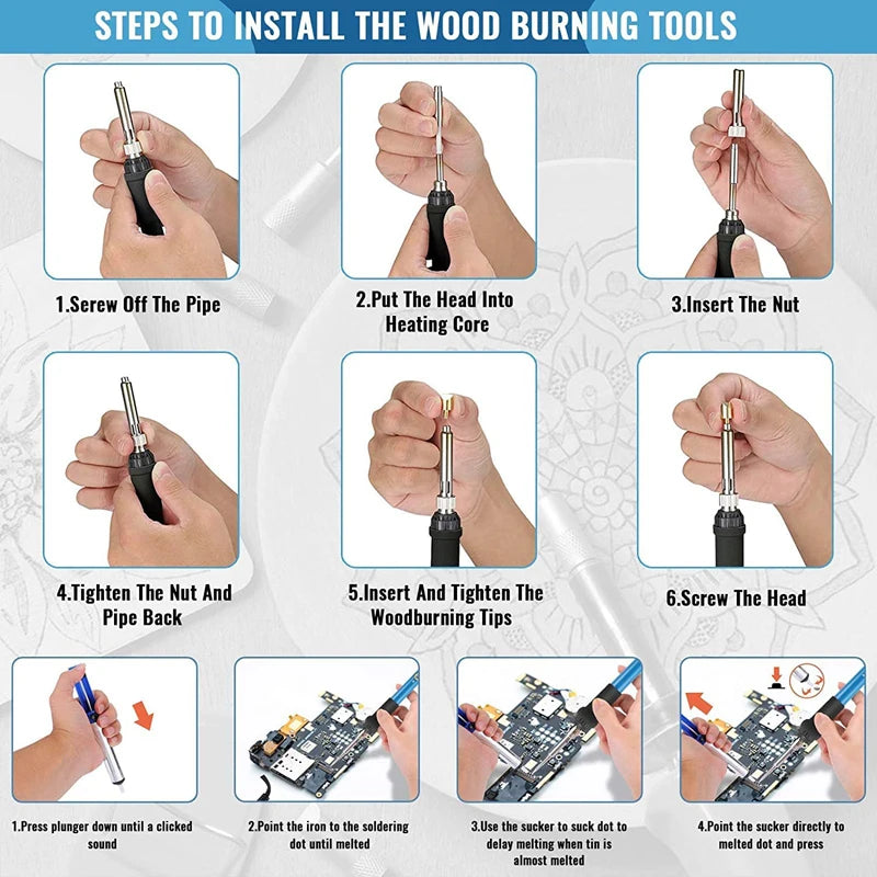 Wood Burning & Carving Pen Kit, Adjustable Pyrography Soldering Iron