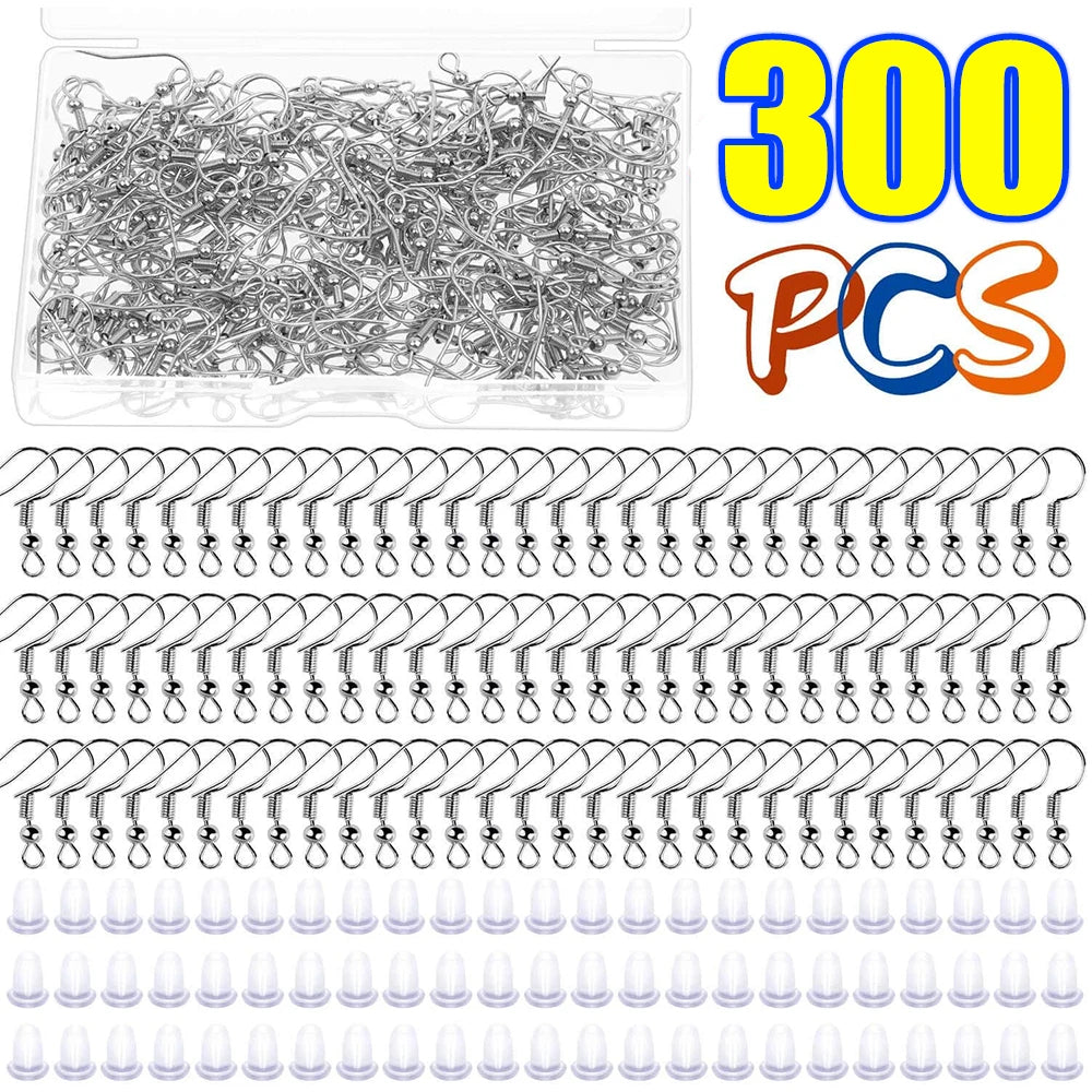 300-Pack Hypoallergenic Earring Hook Kit with Multicolor Wires & Jump Rings