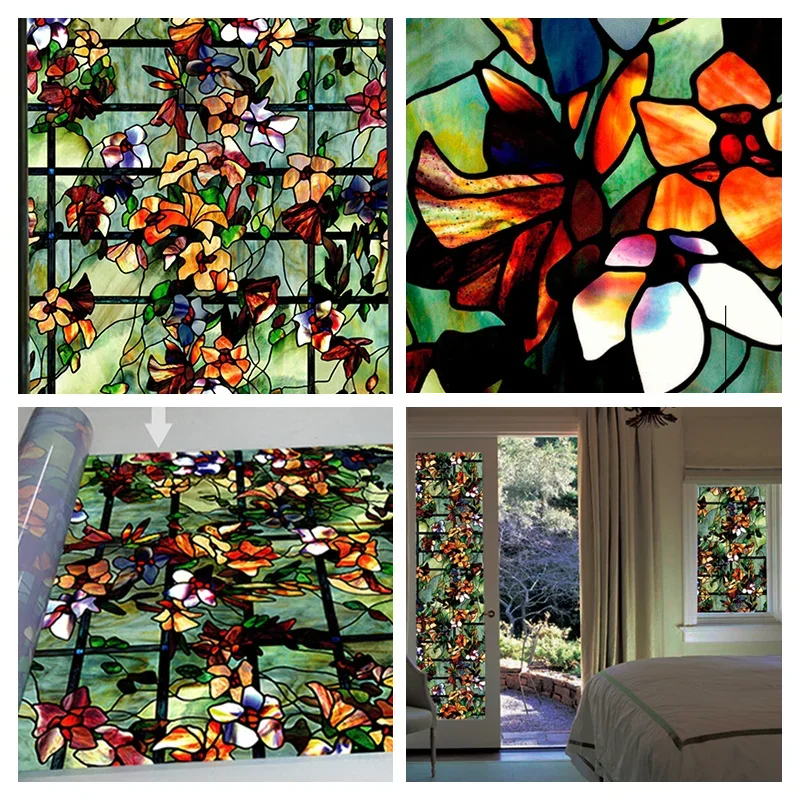 Decorative Flower Window Film – 3D Adhesive Static Cling