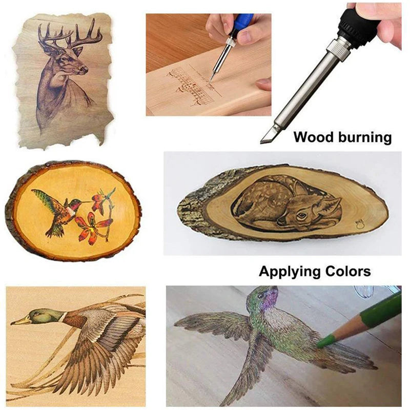 Wood Burning & Carving Pen Kit, Adjustable Pyrography Soldering Iron