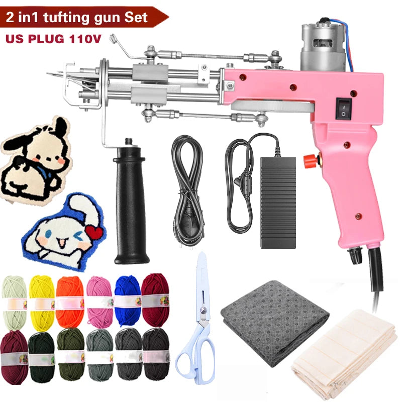 Upgraded 2-in-1 Tufting Gun – Cut/Loop Pile Rug Weaving Flocking Machine