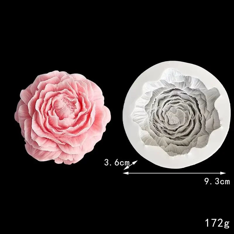 3D Peony Silicone Candle Mold Flower Aromatherapy Resin Soap