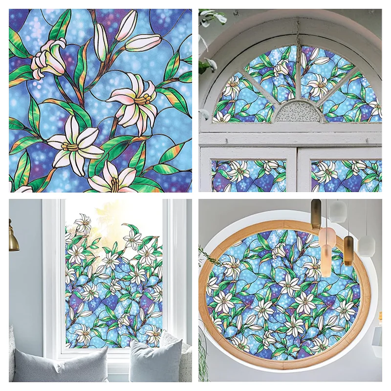 Decorative Flower Window Film – 3D Adhesive Static Cling