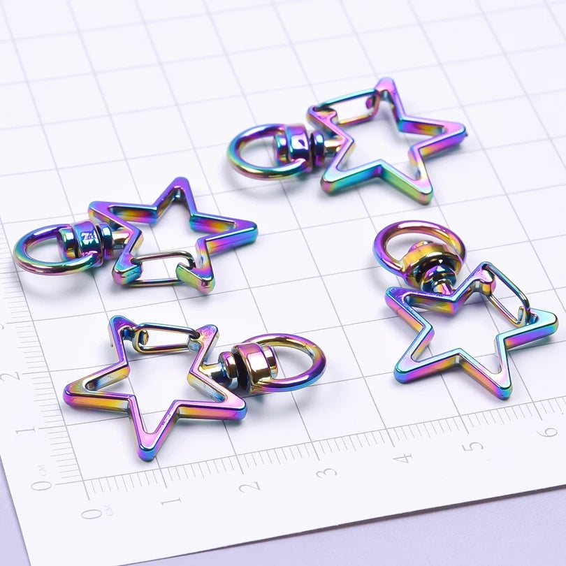 10-Pack Rainbow Charm Key Rings with Cat, Moon, Star & Heart