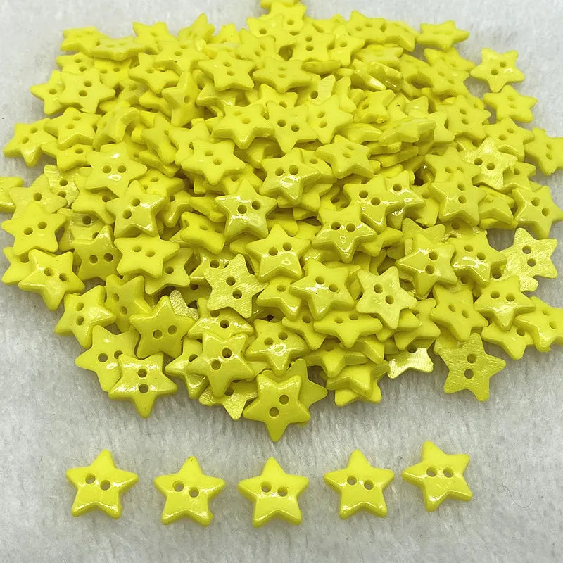 Five‑Pointed Star Resin Buttons – 12/15/20mm, Two‑Eye, Multicolor for Sewing & Scrapbooking