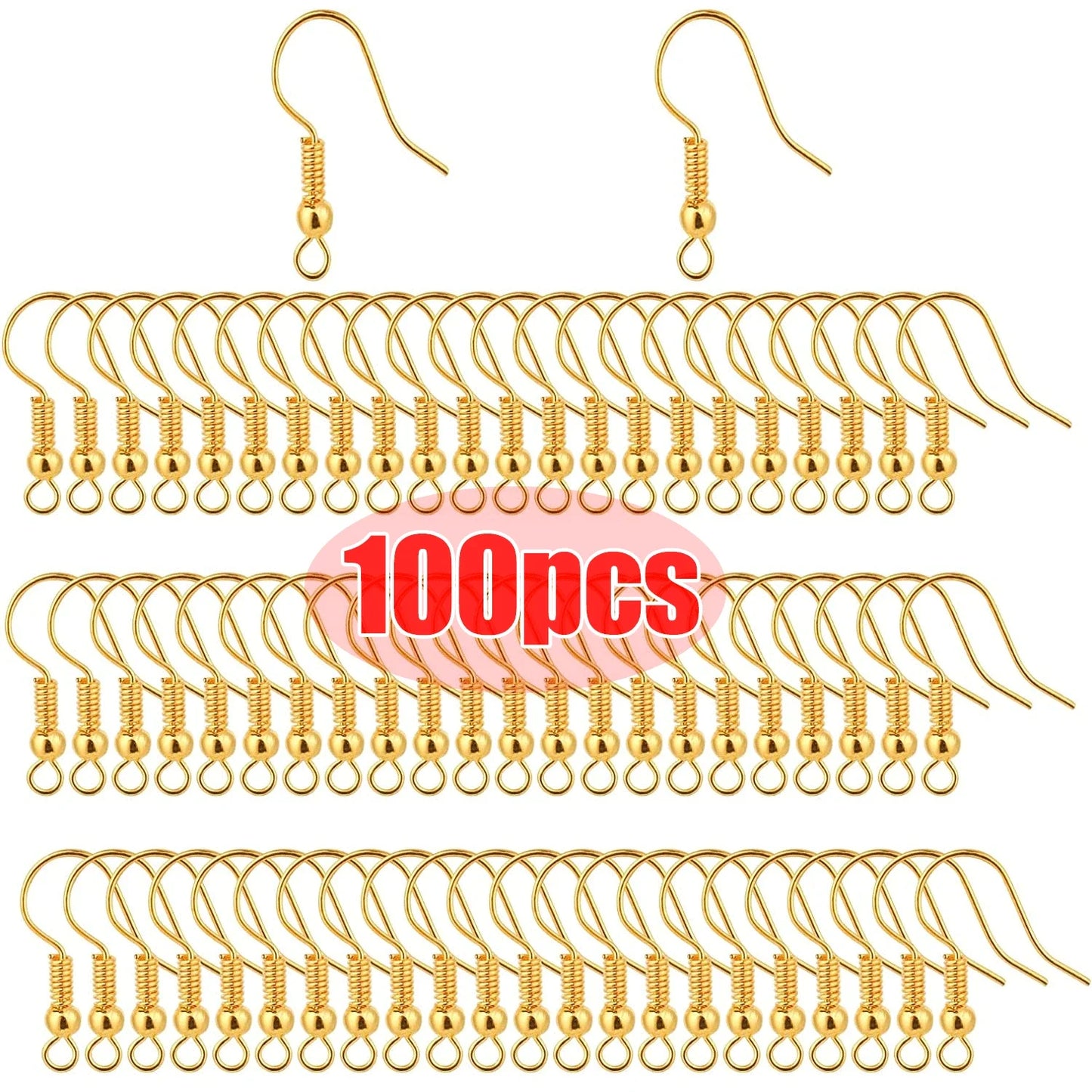 100/200-Pack Hypoallergenic Stainless Steel Earring Findings Kit with Clasps & Hooks