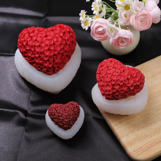 3D Love Heart Silicone Candle Mold Aromatherapy Resin Soap Kit