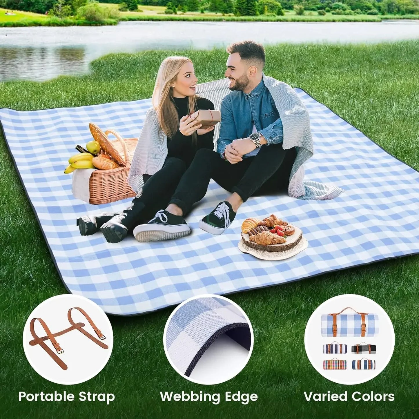 Extra-Large Waterproof Foldable Picnic Blanket for 8 Adults (Beach/Outdoor)