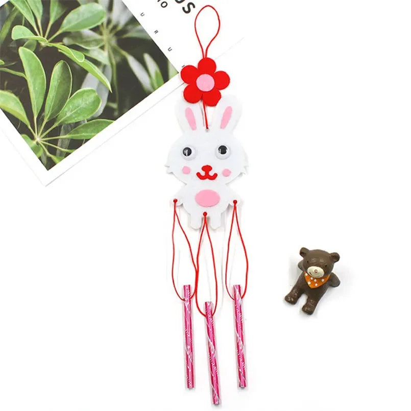 4Pcs DIY Wind Chimes Craft Kit Cartoon Stickers Kids Toy