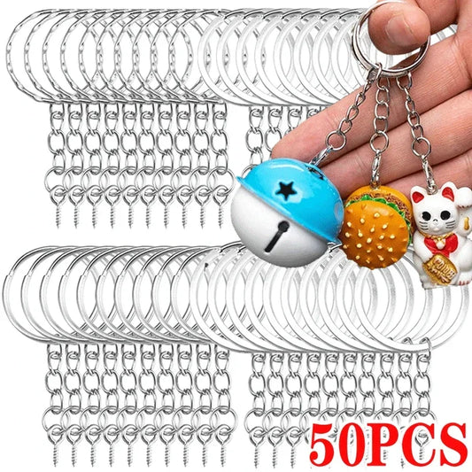 Metal Keychain Kits Metal Key Ring with Jump Rings/Lobster Clasp/Screw Pins Connector Accessories for DIY Jewelry Making