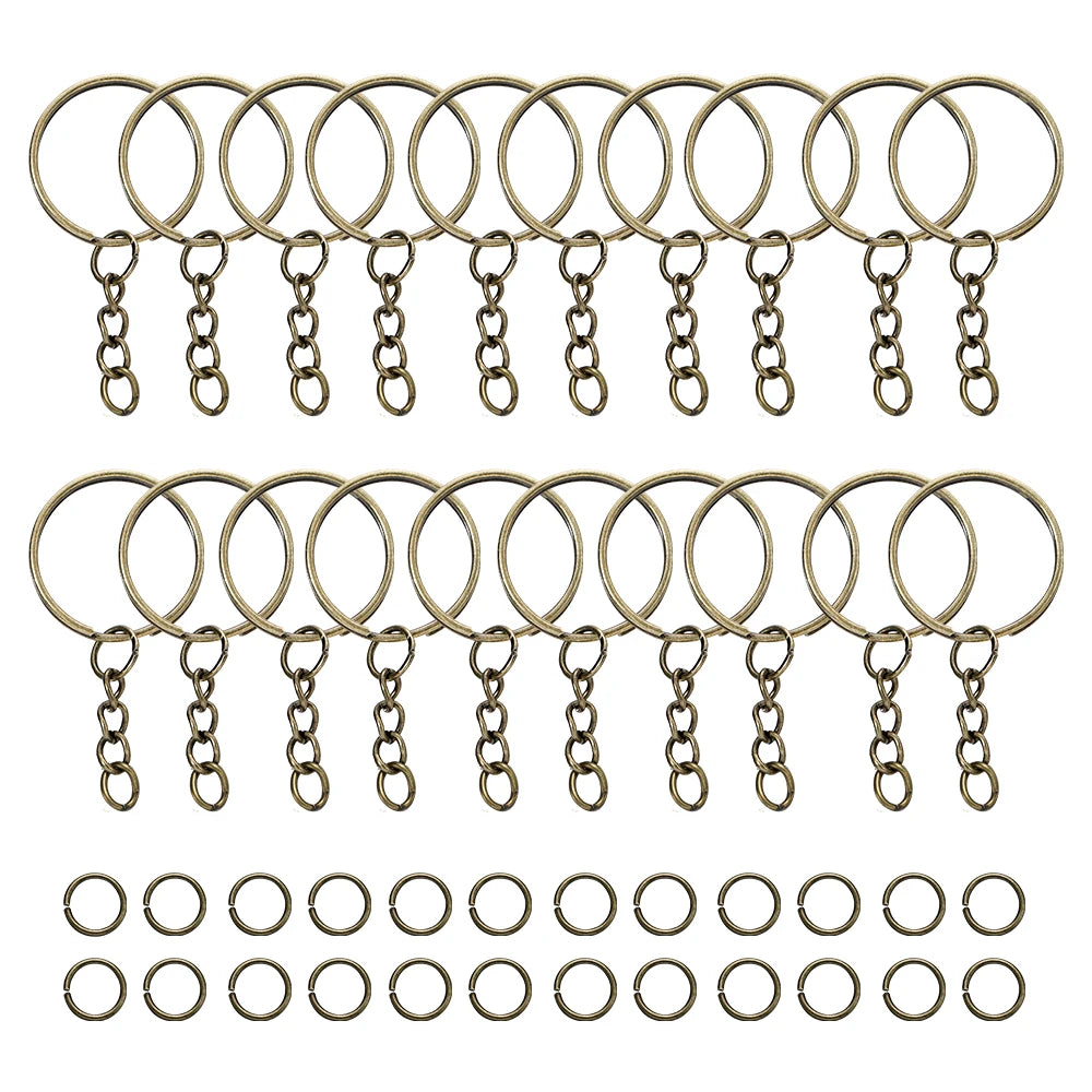 100-Pack 25mm Key Rings & 8mm Jump Rings for DIY Keychains