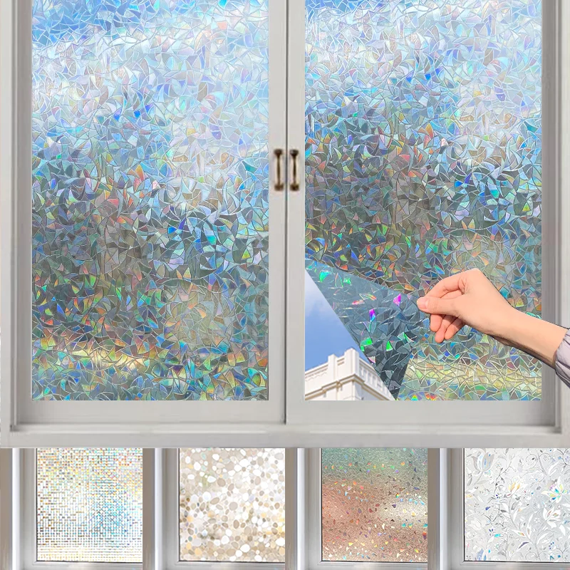 3D Frosted Stained Glass Window Film – Static Cling for Shower