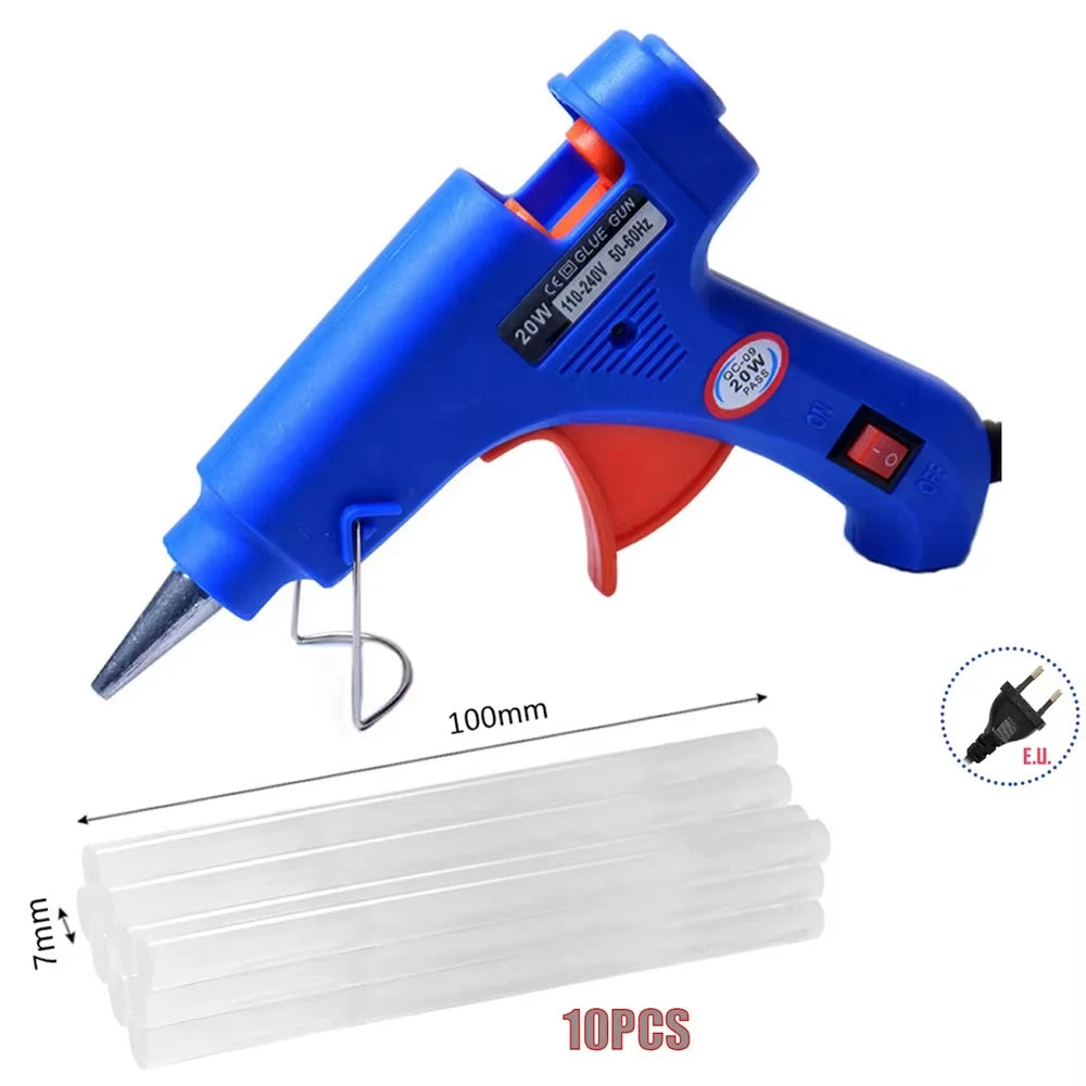 20W Hot Melt Glue Gun +10 Sticks DIY Household Industrial Crafts