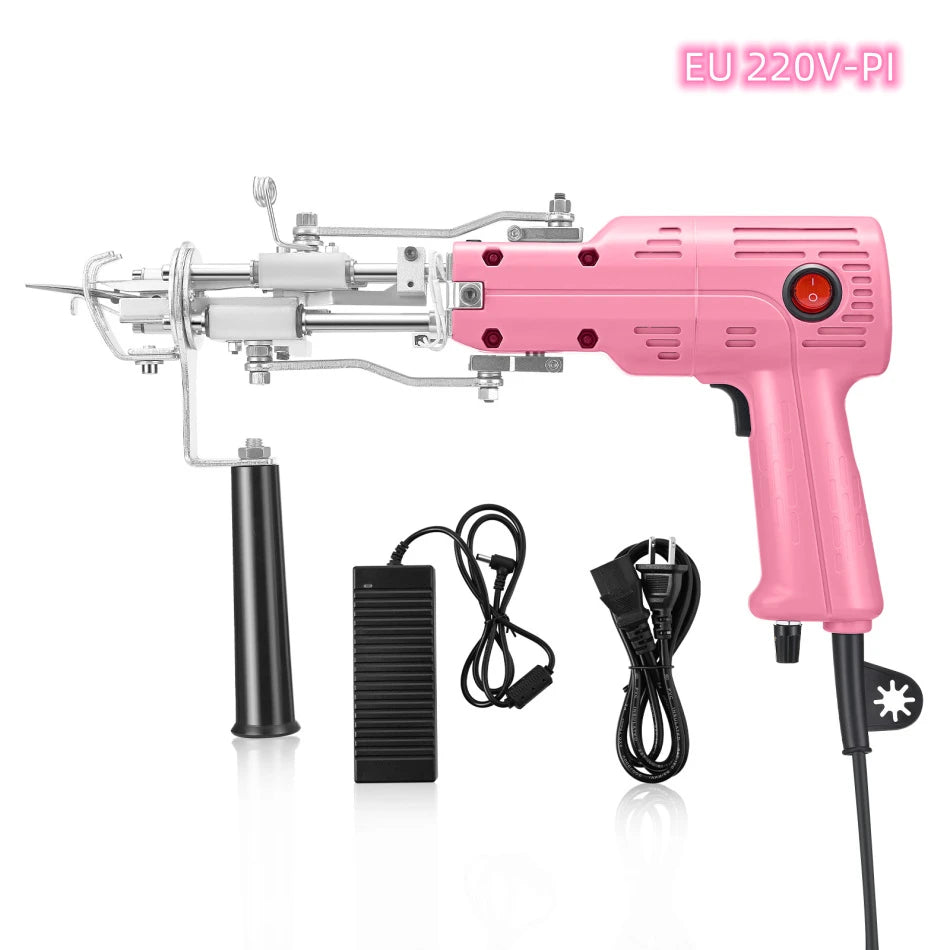 2-in-1 Pink Tufting Gun Kit with Yarn Trimmer & Cloth for Rug Making