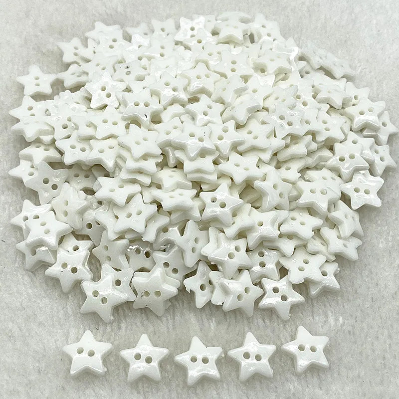 Five‑Pointed Star Resin Buttons – 12/15/20mm, Two‑Eye, Multicolor for Sewing & Scrapbooking