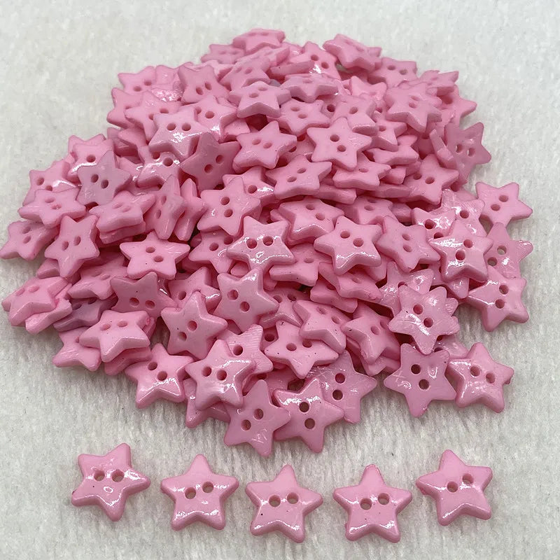 Five‑Pointed Star Resin Buttons – 12/15/20mm, Two‑Eye, Multicolor for Sewing & Scrapbooking