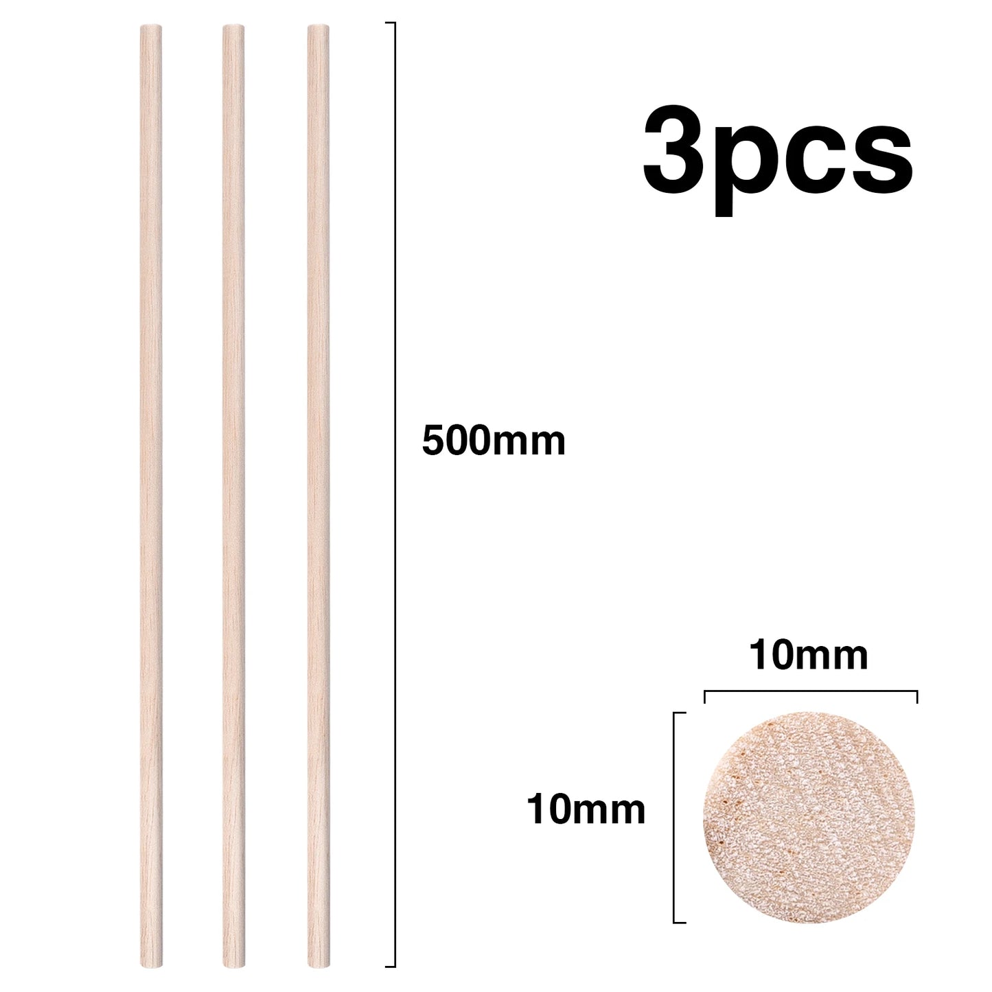 Balsa Wood Round Sticks – 3–30 pcs/Lot, 3–12mm Diameter, 10–50cm Length for Model Building