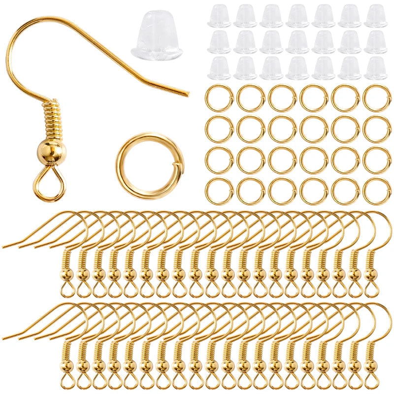 300-Pack Hypoallergenic Earring Hooks, Jump Rings & Rubber Backs